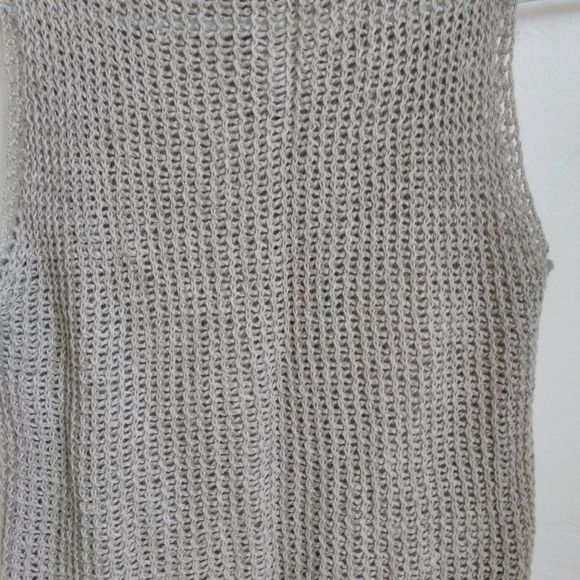 Sleeveless Button Down Top Knit Taupe Light Brown - Picture 4 of 6